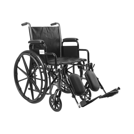Wheelchair McKesson Dual Axle Desk Length Arm Swing-Away Elevating Legrest Black Upholstery 18 Inch Seat Width Adult 300 lbs. Weight Capacity - BeHope