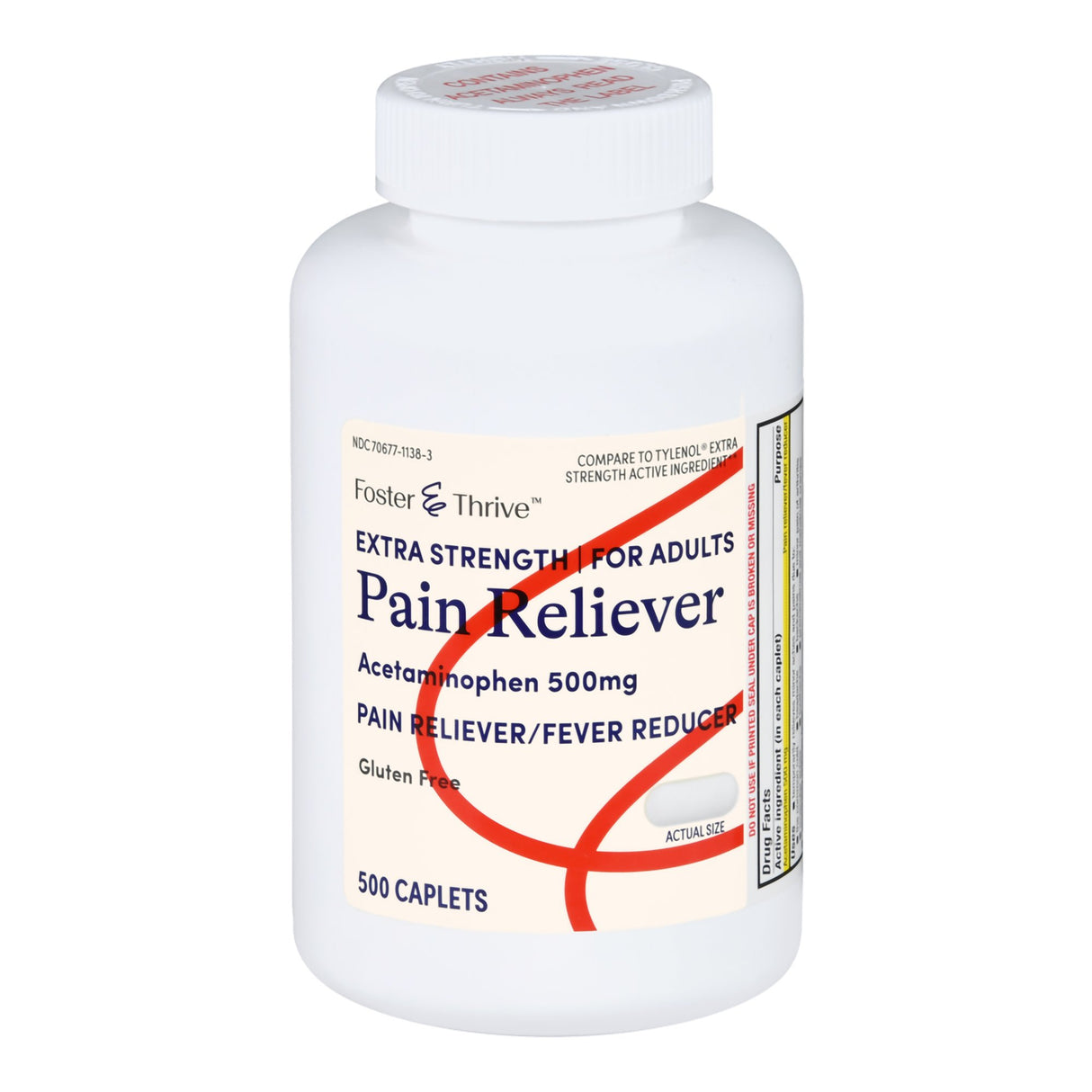 Pain Relief Foster & Thrive™ 500 mg Strength Acetaminophen Caplet 500 per Bottle - BeHope