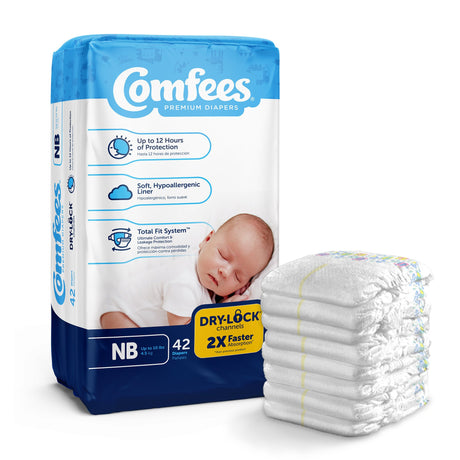 Unisex Baby Diaper Comfees® Newborn Disposable Moderate Absorbency - BeHope