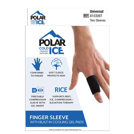 Finger Sleeve with Cooling Pad Polar Ice® Adult One Size Fits Most Pull-On Finger Black - BeHope