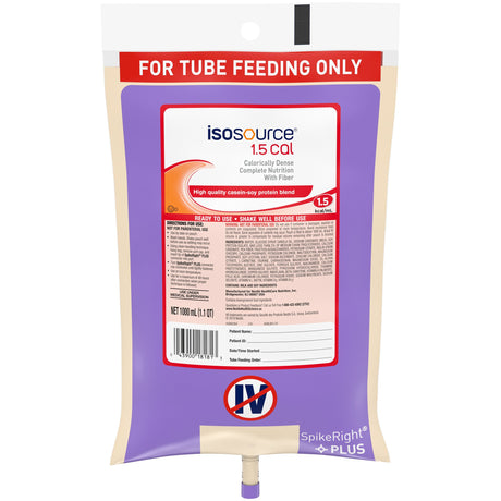 Tube Feeding Formula Isosource® 1.5 Cal Unflavored Liquid 1000 mL Ready to Hang Prefilled Container - BeHope