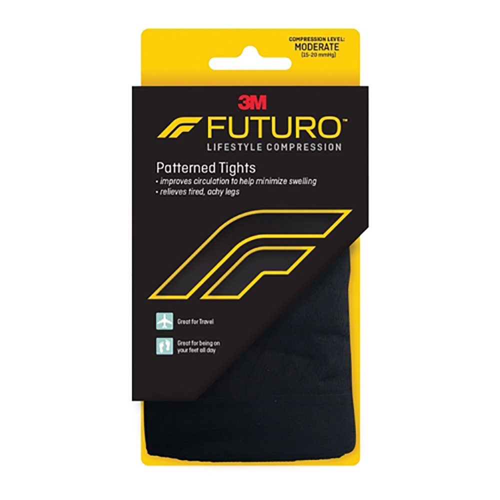 Compression Pantyhose 3M Futuro Pattern Waist High Medium Black Closed Toe - BeHope