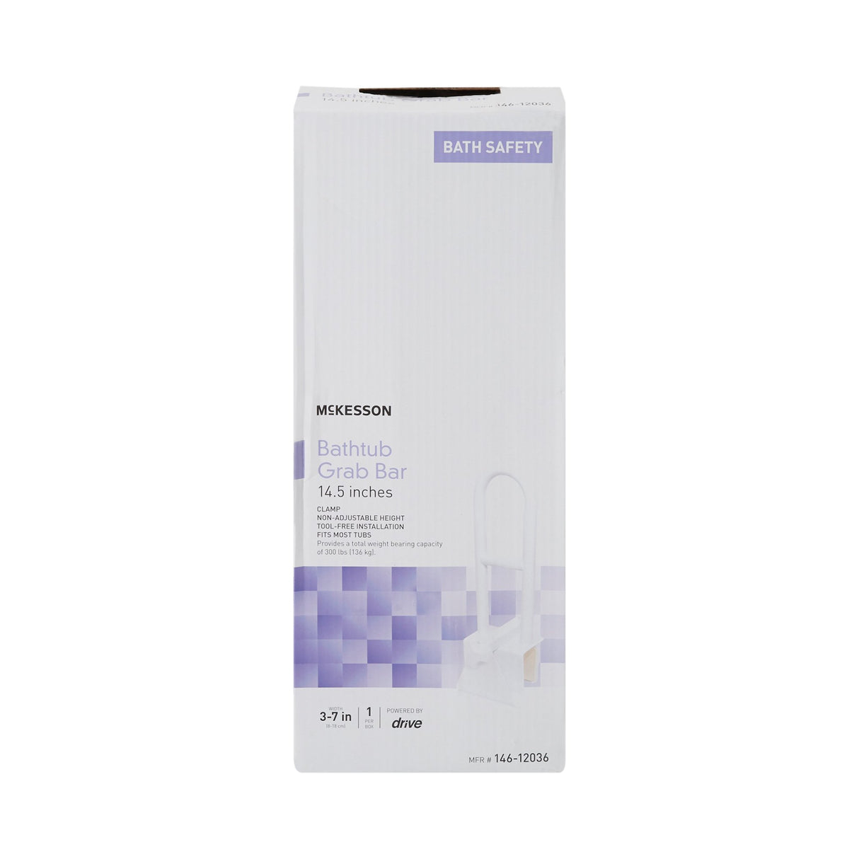 Bathtub Grab Bar McKesson White Steel - BeHope