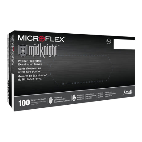 Exam Glove MICROFLEX® MidKnight™ 2X-Large NonSterile Nitrile Standard Cuff Length Fully Textured Black Fentanyl Tested - BeHope