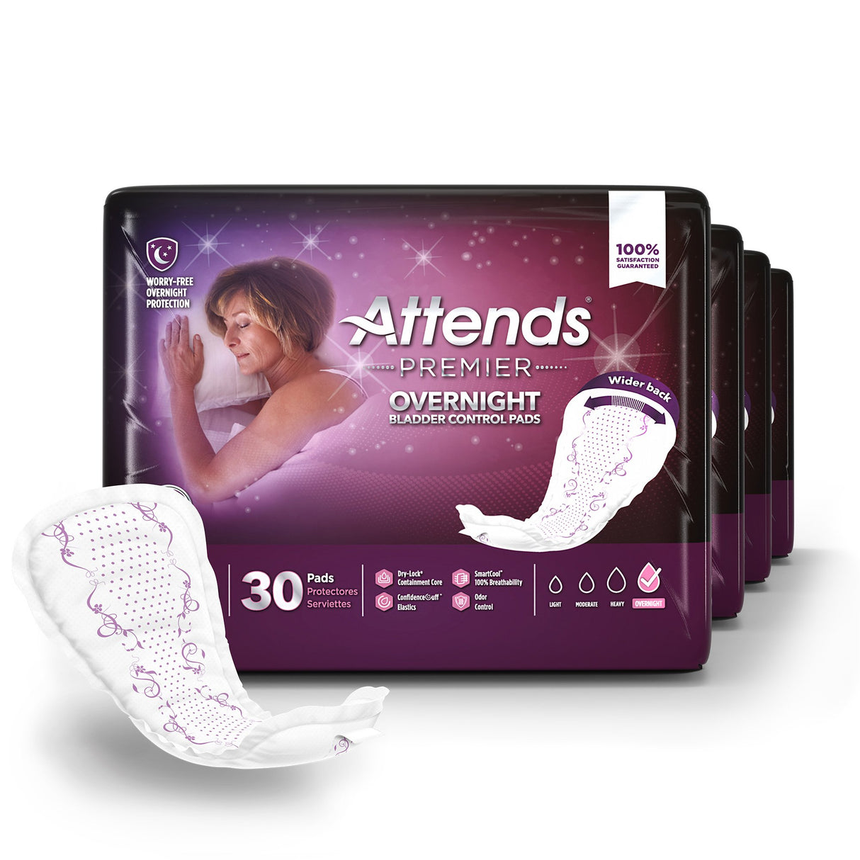Bladder Control Pad Attends Premier Overnight 15 Inch Length Heavy Absorbency Polymer Core One Size Fits Most