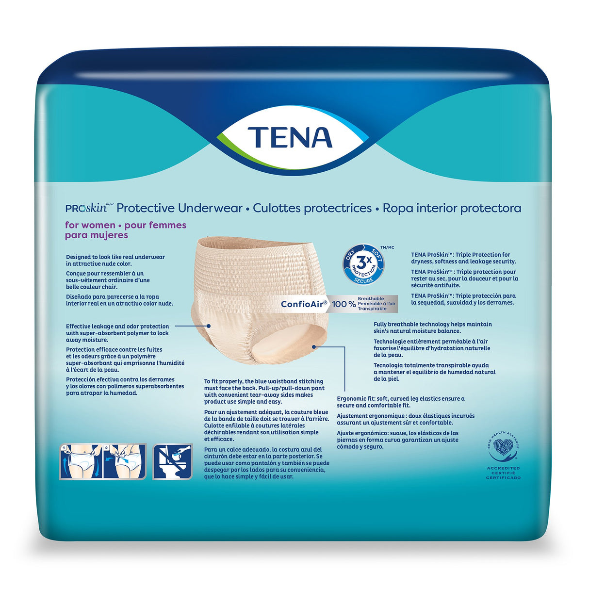 Female Adult Absorbent Underwear TENA ProSkin Protective Pull On with Tear Away Seams X-Large Disposable Moderate Absorbency