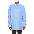 Lab Jacket Blue X-Large Hip Length 3-Layer SMS Disposable - BeHope