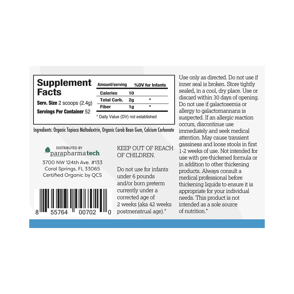 Infant Formula and Breast Milk Thickener Gelmix® 4.4 oz. Jar Unflavored Powder IDDSI Level 1 Slightly Thick - BeHope