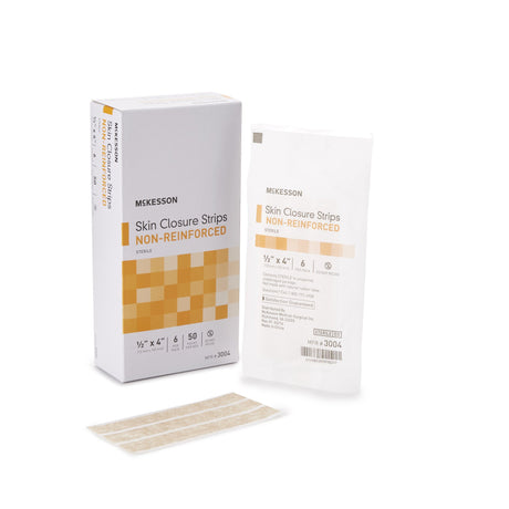 Skin Closure Strip McKesson 1/2 X 4 Inch Nonwoven Material Flexible Strip Tan - BeHope