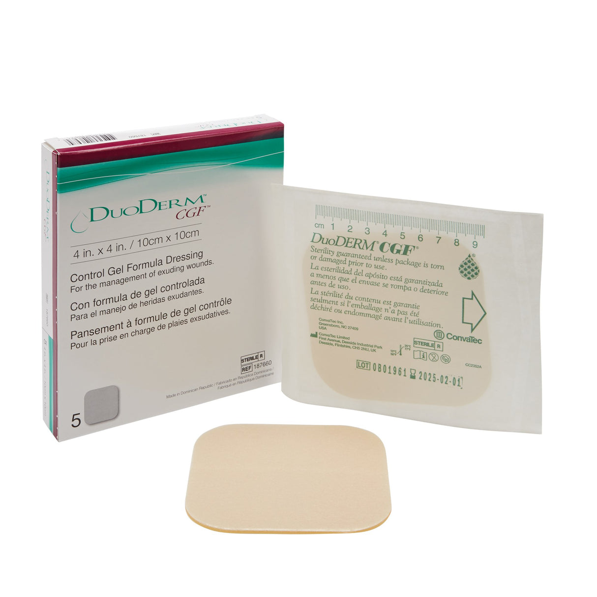 Hydrocolloid Dressing DuoDERM® CGF® Foam Backing 4 X 4 Inch Square Hydrocolloid - BeHope
