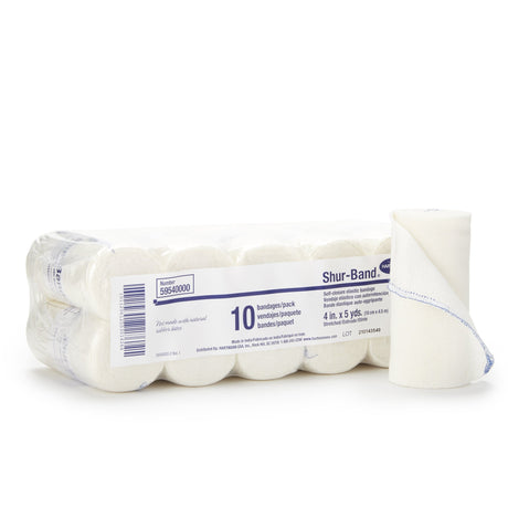 Elastic Bandage Shur-Band® LF 4 Inch X 5 Yard Single Hook and Loop Closure Natural NonSterile Standard Compression - BeHope
