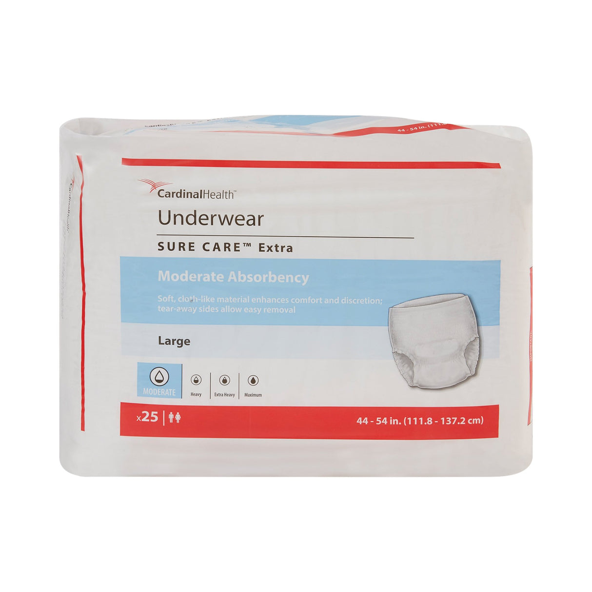 Unisex Adult Absorbent Underwear Sure Care Extra Pull On with Tear Away Seams Large Disposable Moderate Absorbency