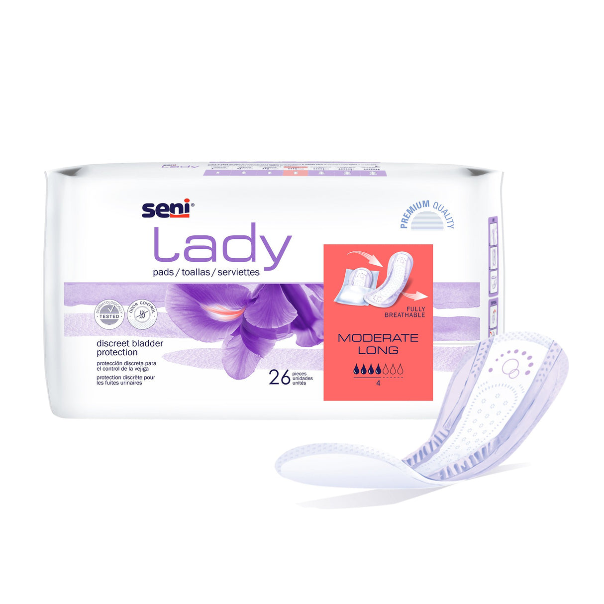 Bladder Control Pad Seni® Lady Moderate 11 Inch Length Moderate Absorbency Super Absorbent Core One Size Fits Most - BeHope
