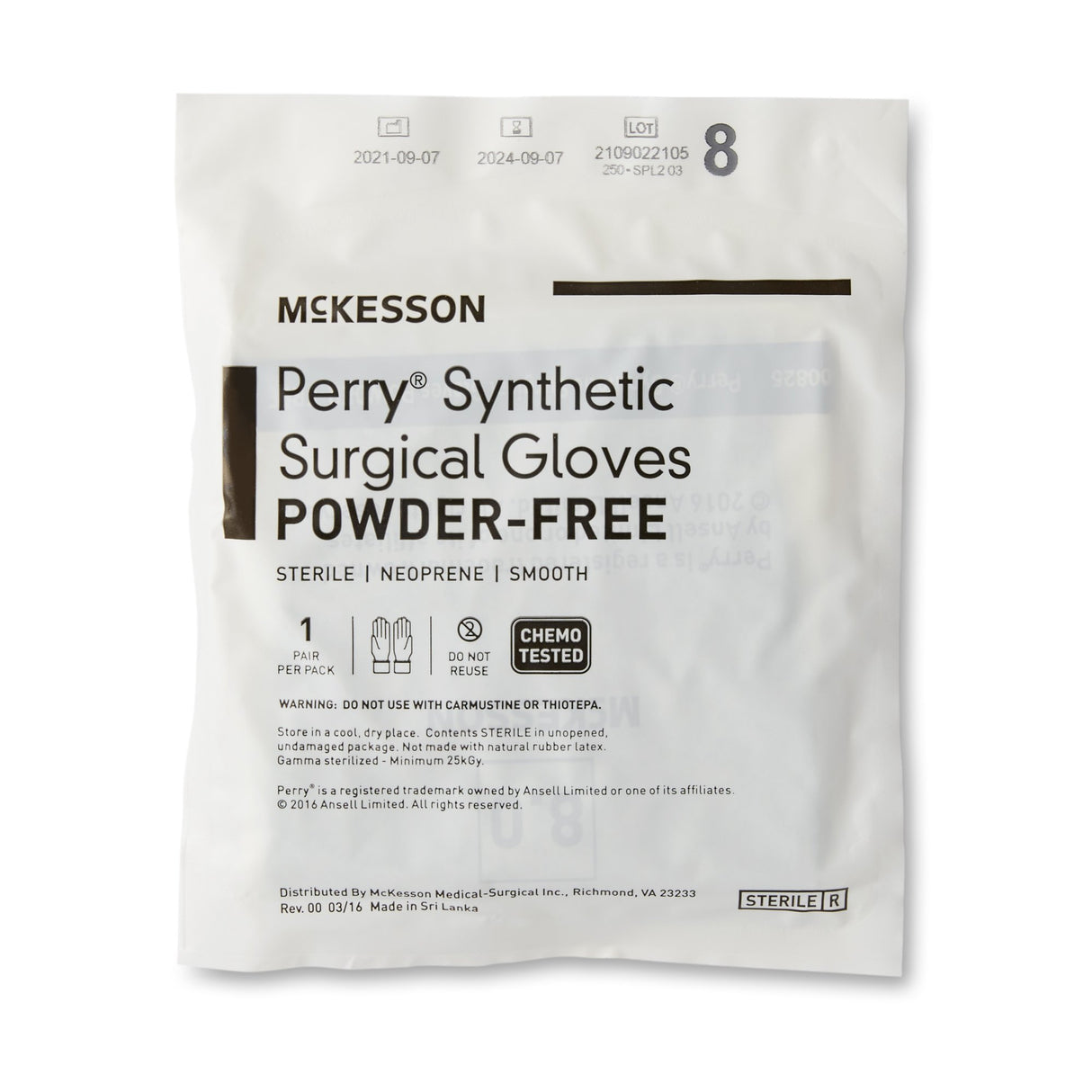 Surgical Glove McKesson Perry® Performance Plus Size 8 Sterile Polychloroprene Standard Cuff Length Smooth Dark Green Chemo Tested - BeHope