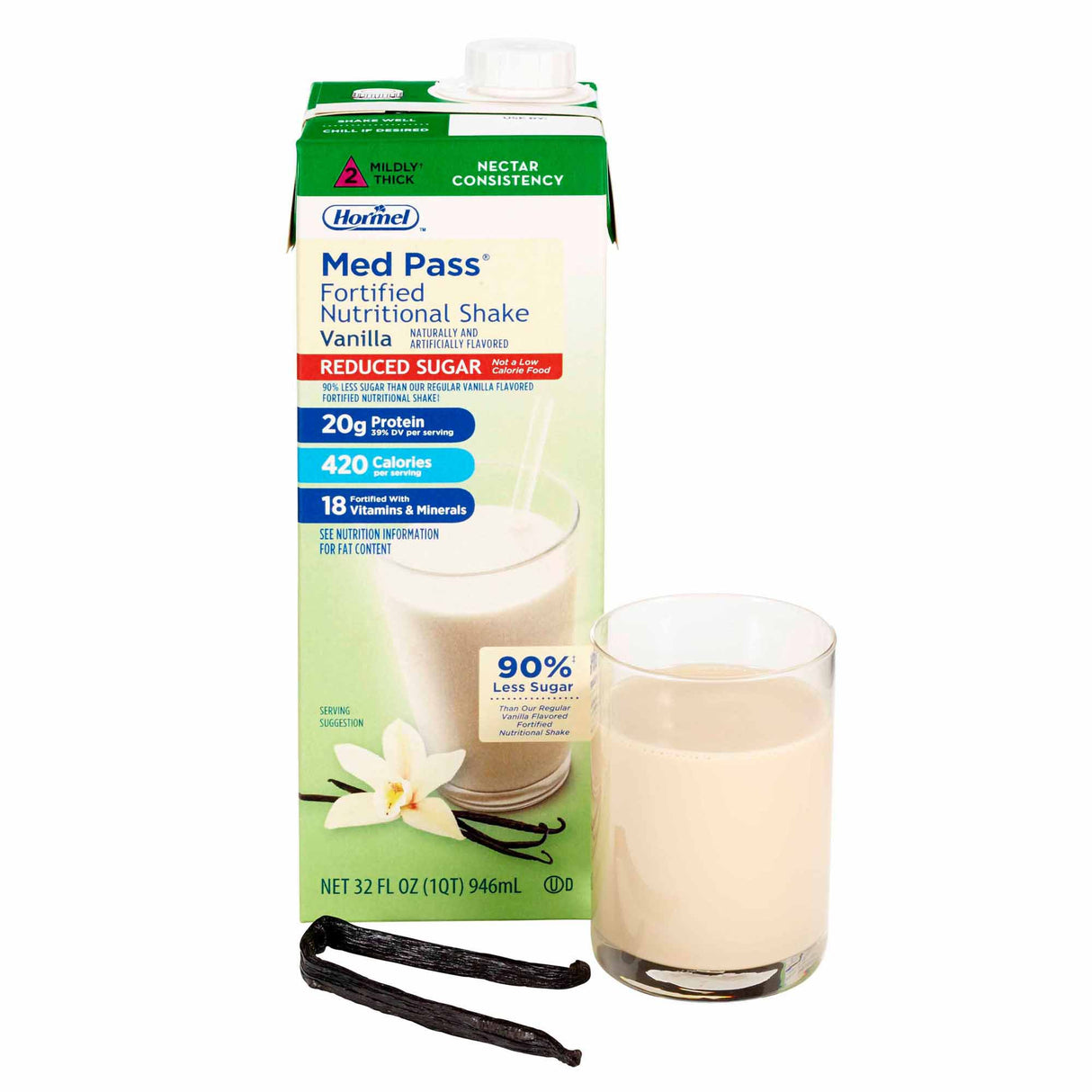 Oral Supplement Med Pass® Reduced Sugar Vanilla Flavor Liquid 32 oz. Carton - BeHope