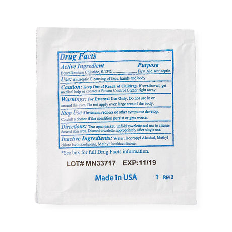 Antiseptic Skin Towelette Med Nap Individual Packet Alcohol Scent 100 Count - BeHope