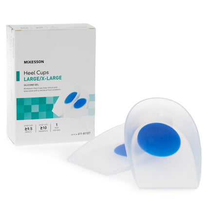 Heel Cup McKesson U-Shaped Silicone Female 10 and up / Male 9-1/2 and up Blue / Clear - BeHope