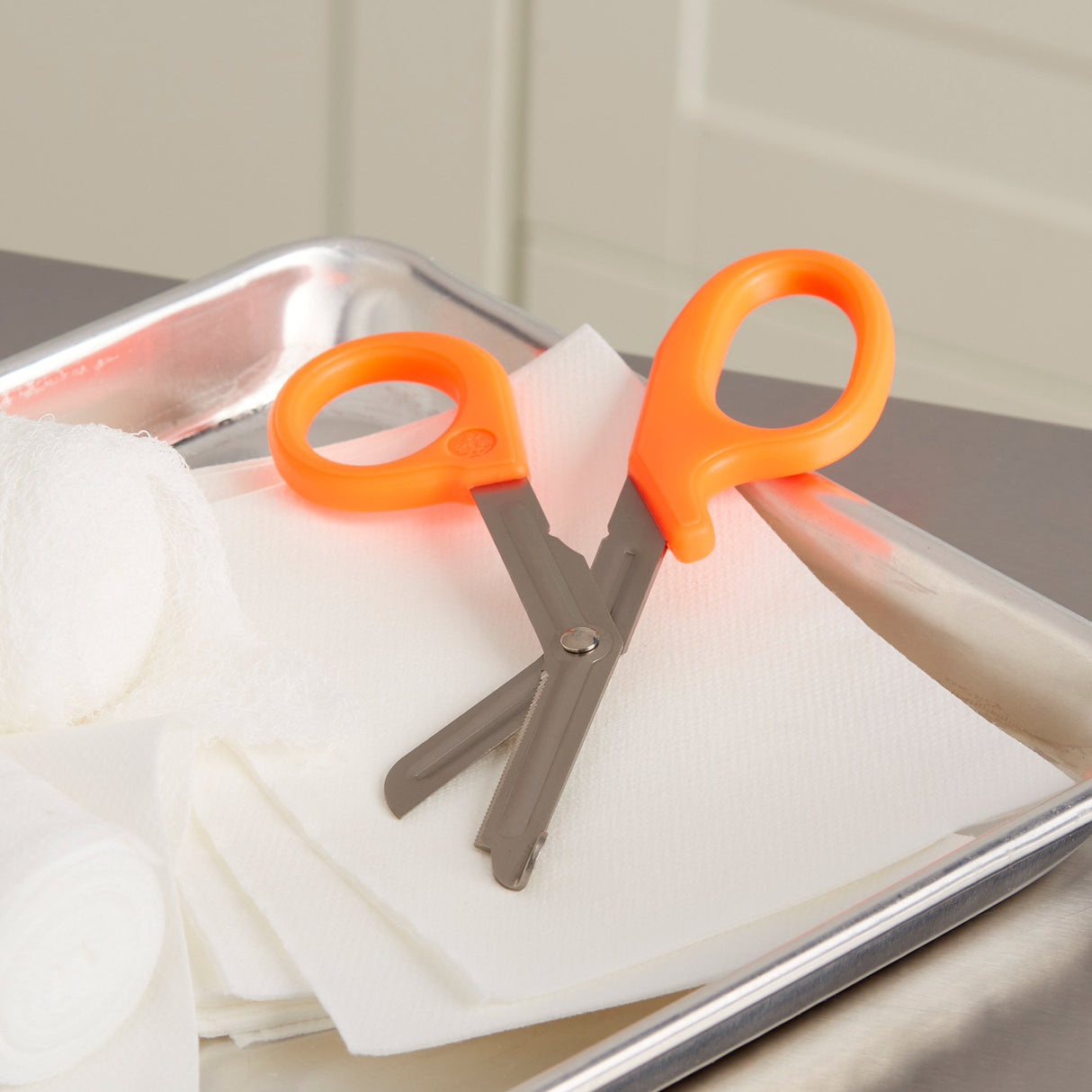 Trauma Shears McKesson Medicut™ Orange 7-1/4 Inch Length Medical Grade Stainless Steel NonSterile Finger Ring Handle Blunt Tip / Blunt Tip