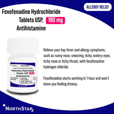 Allergy Relief NorthStar 180 mg Strength Tablet 30 per Bottle - BeHope
