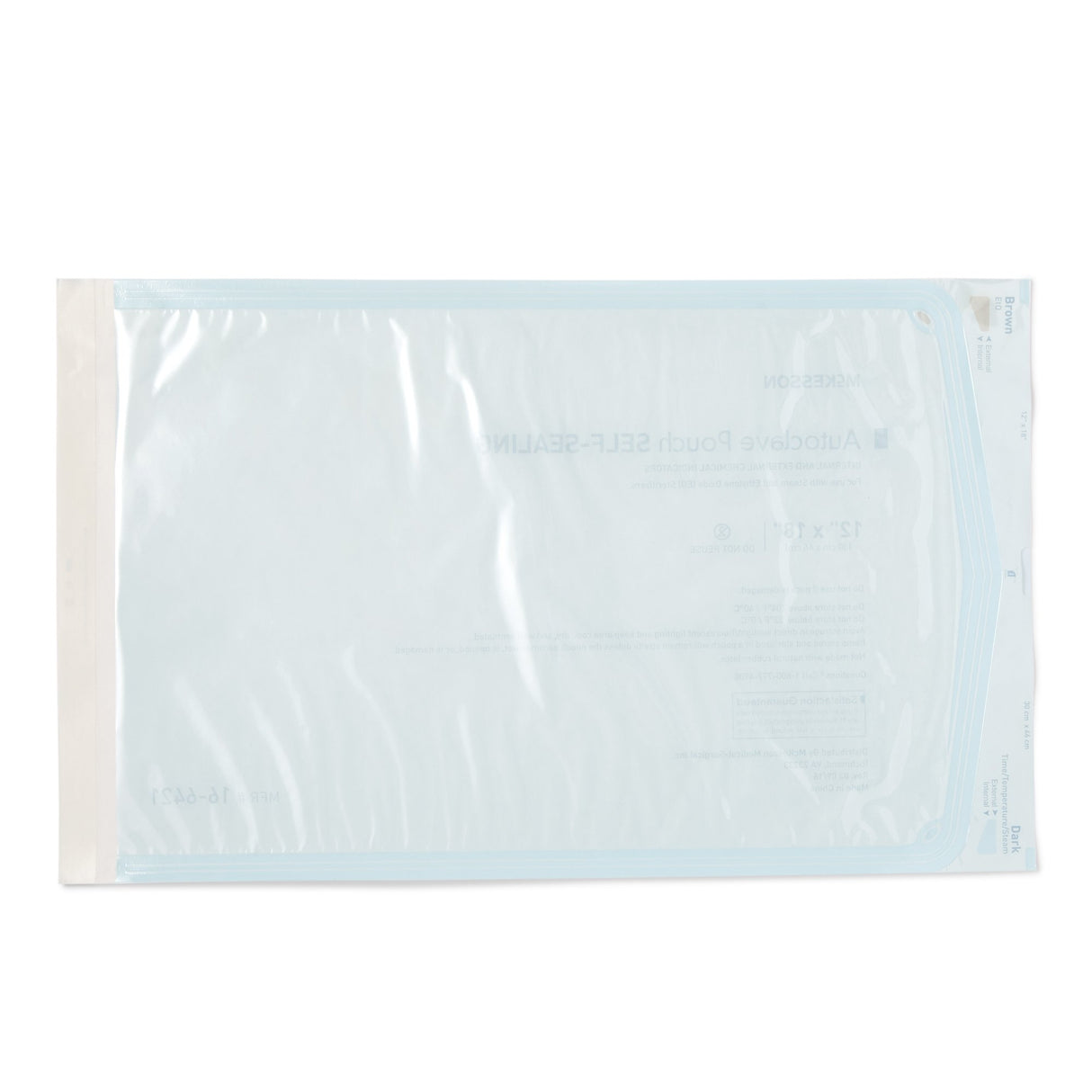 Sterilization Pouch McKesson Ethylene Oxide (EO) Gas / Steam 12 X 18 Inch Transparent Blue / White Self Seal Paper / Film - BeHope
