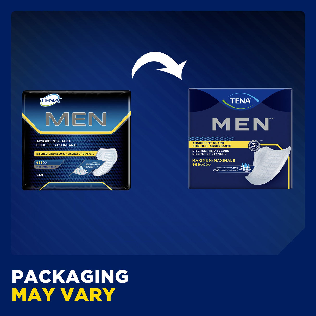 Bladder Control Pad TENA Men Maximum 8 Inch Length Heavy Absorbency Dry-Fast Core One Size Fits Most