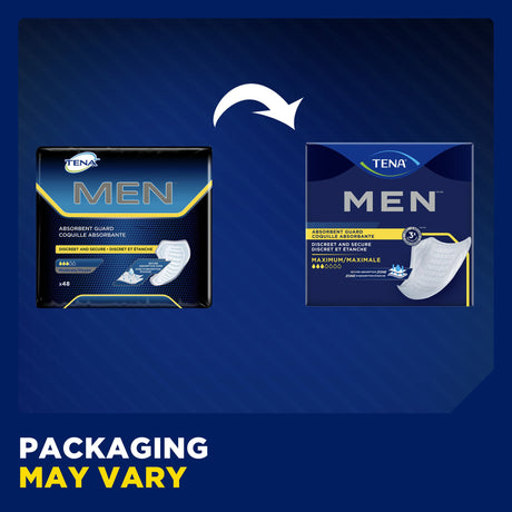 Bladder Control Pad TENA Men Maximum 8 Inch Length Heavy Absorbency Dry-Fast Core One Size Fits Most