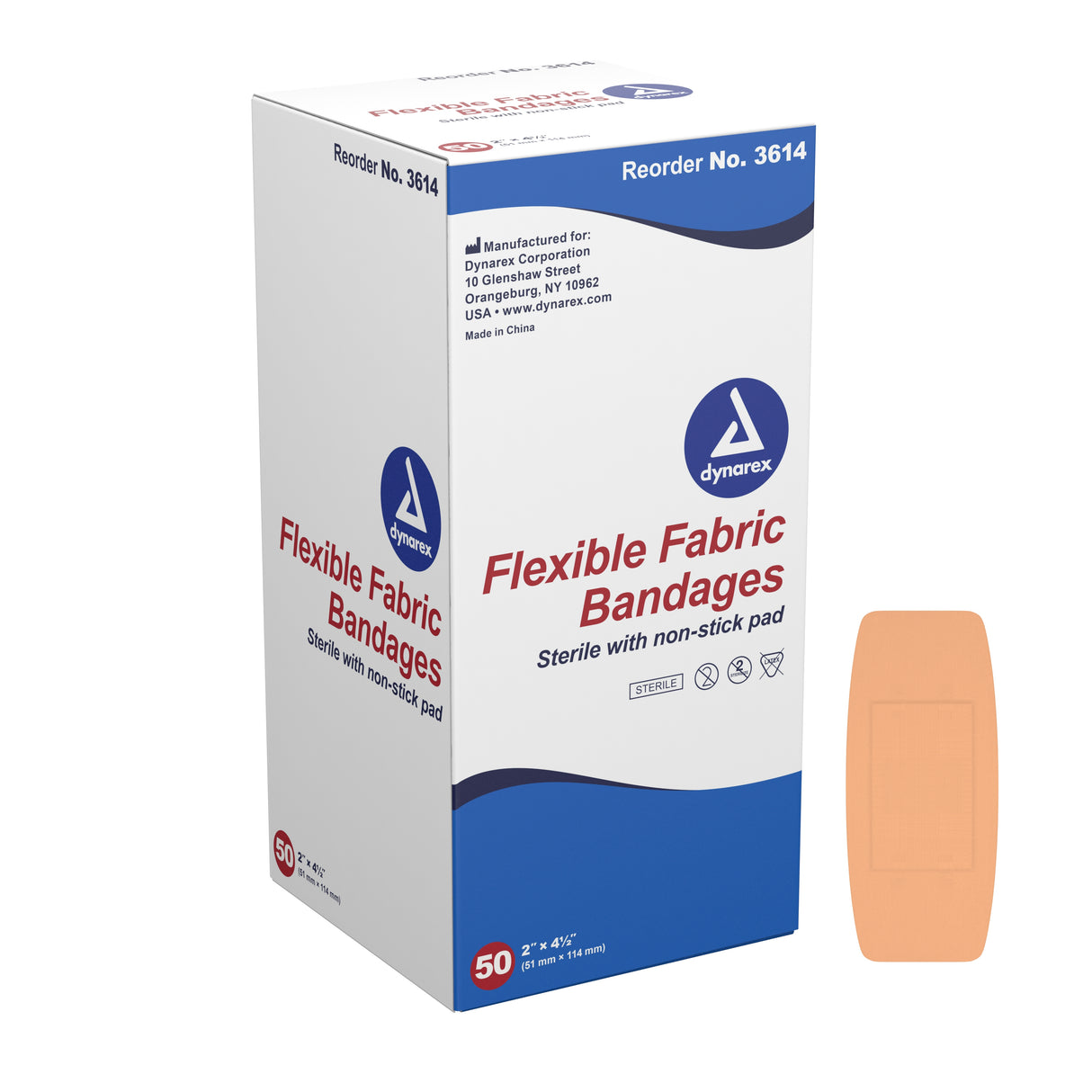 Adhesive Strip Dynarex® Fabric Tan 2 X 4-1/2 Inch Sterile - BeHope