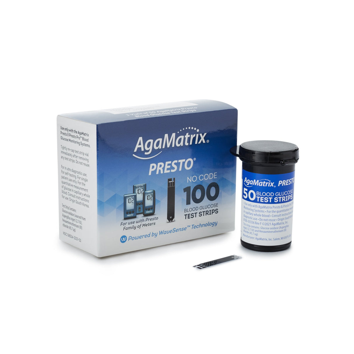 Blood Glucose Test Strips Wavesense® Presto® 100 Strips per Pack - BeHope