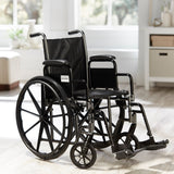 Wheelchair McKesson Dual Axle Desk Length Arm Swing-Away Footrest Black Upholstery 16 Inch Seat Width Adult 250 lbs. Weight Capacity - BeHope