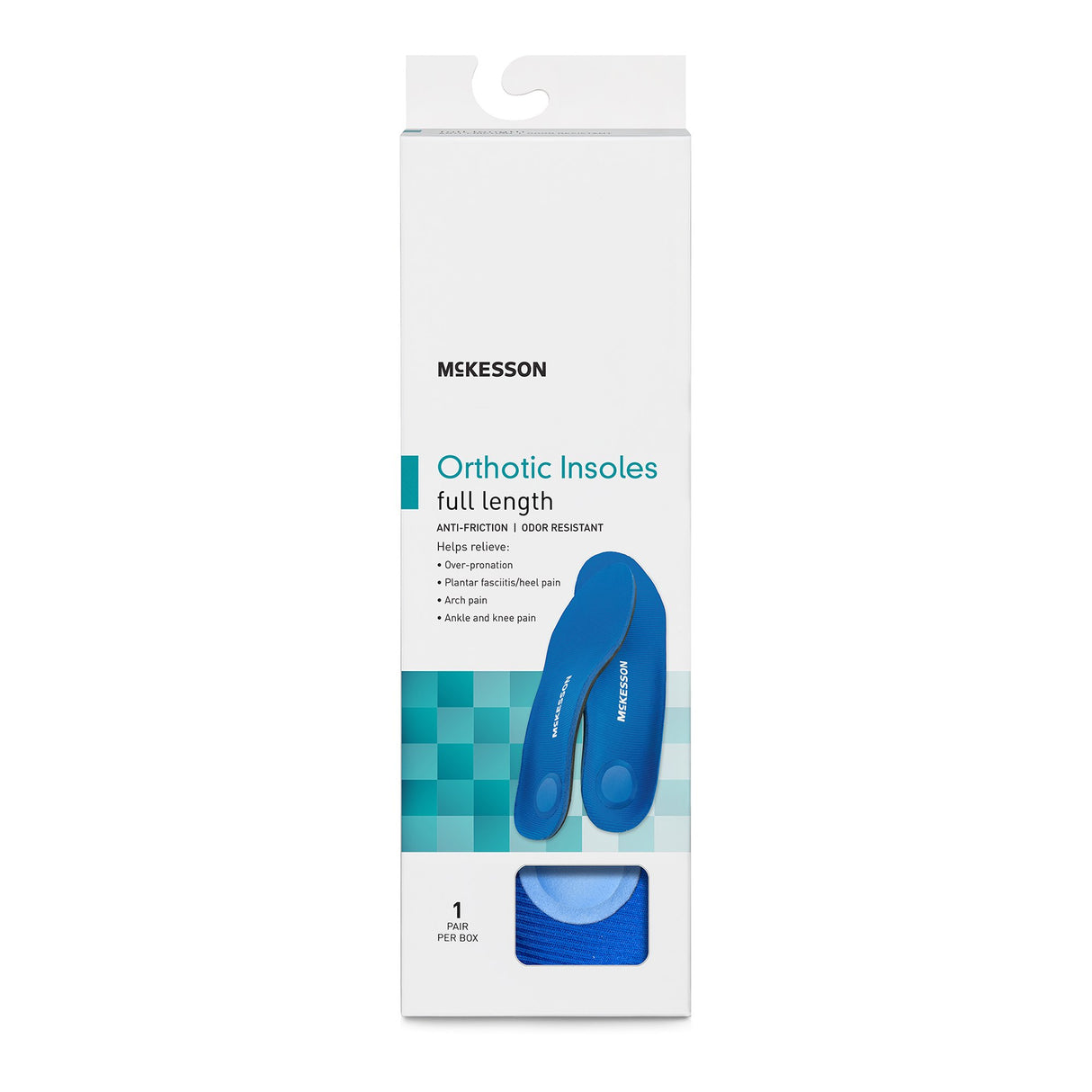 Orthotic Insole McKesson Full Length EVA / Polyester / Polypropylene / Poron® Female 6-1/2 to 8-1/2 / Male 5 to 6 Black / Blue - BeHope
