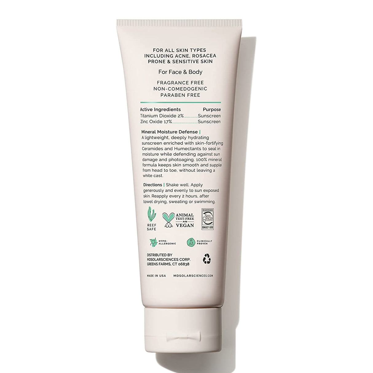Sunscreen MDSolarsciences Mineral Moisture Defense SPF 50 Cream 3.4 oz. Tube
