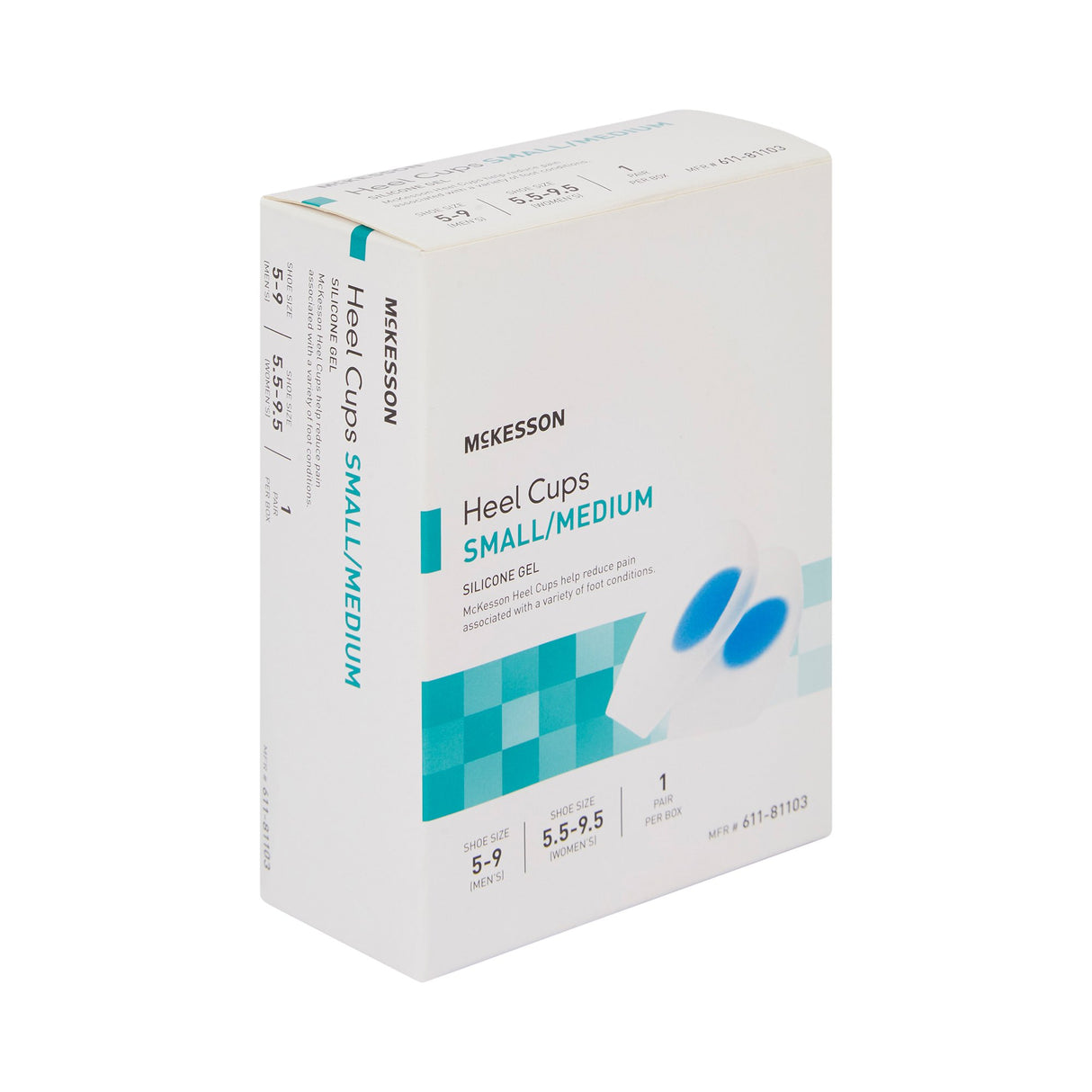 Heel Cup McKesson U-Shaped Silicone Female 5-1/2 to 9-1/2 / Male 5 to 9 Blue / Clear - BeHope