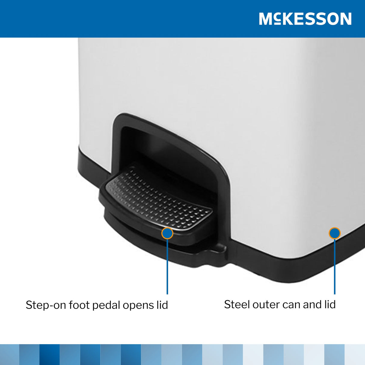 Trash Can McKesson 32 Quart / 8 gal. White Metal Square - BeHope