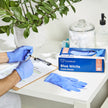 Exam Glove CareStock™ Large NonSterile Nitrile Standard Cuff Length Textured Fingertips Blue Chemo Tested - BeHope