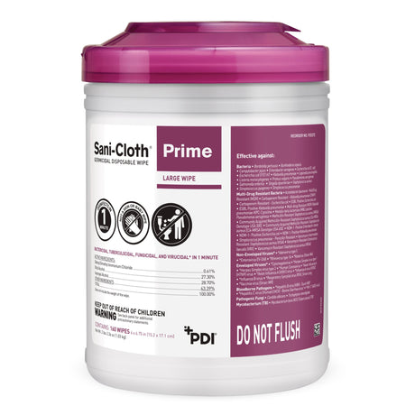 Surface Disinfectant Cleaner Sani-Cloth® Prime Premoistened Germicidal Manual Pull Wipe 160 Count Canister Alcohol Scent NonSterile - BeHope