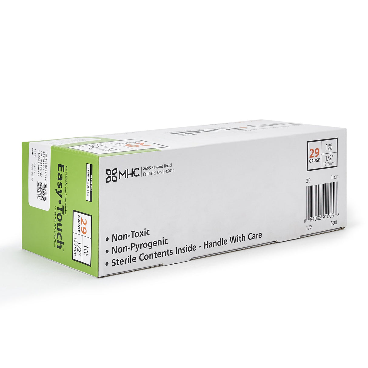 Standard Insulin Syringe with Needle EasyTouch™ 1 mL 1/2 Inch 29 Gauge NonSafety Thin Wall - BeHope