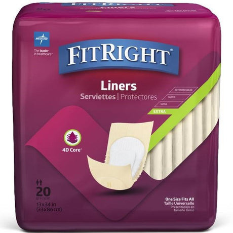 Incontinence Liner Fitright Extra 13 X 34 Inch Moderate Absorbency Super Absorbent Core One Size Fits Most