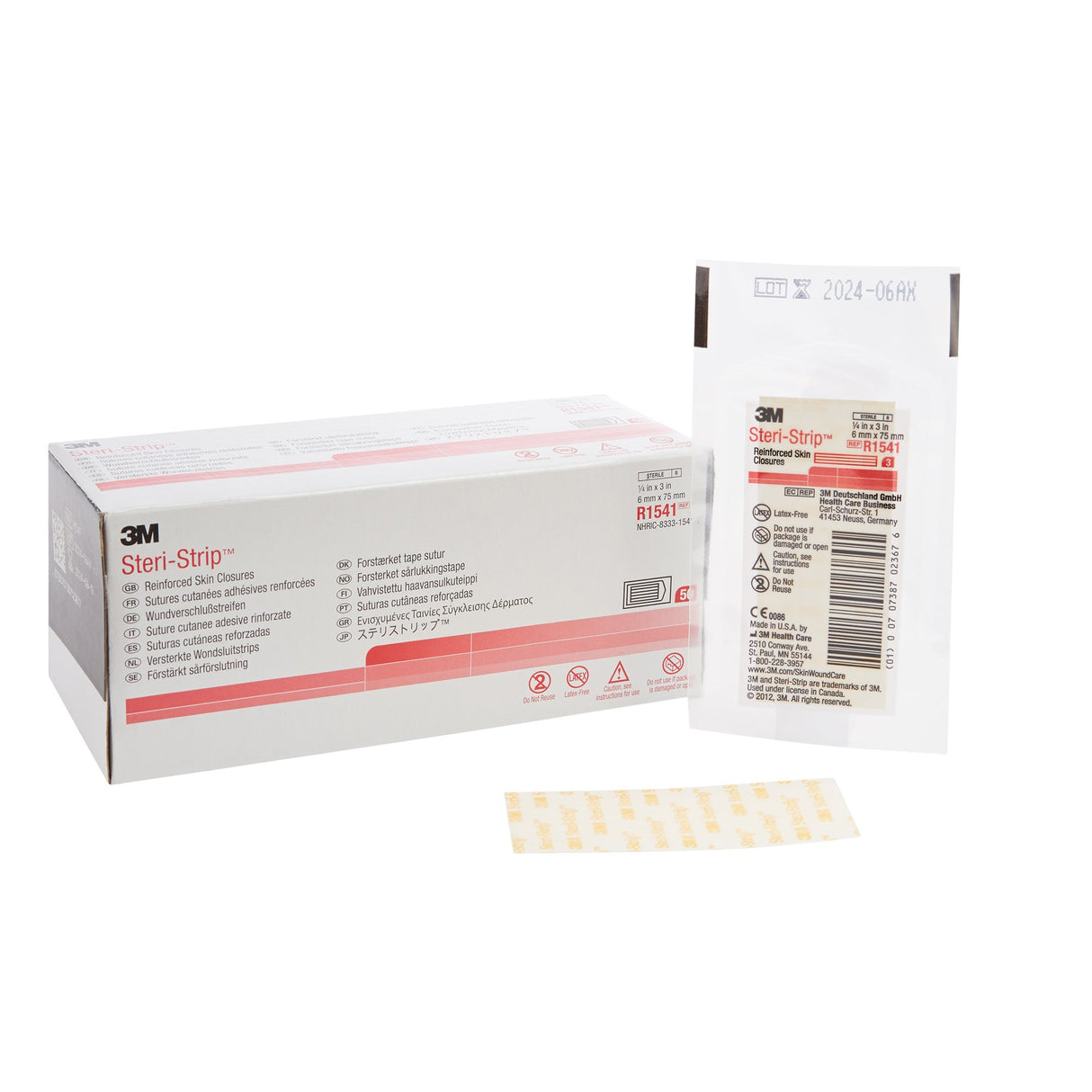 Skin Closure Strip Steri-Strip™ 1/4 X 3 Inch Nonwoven Material Reinforced Strip White - BeHope