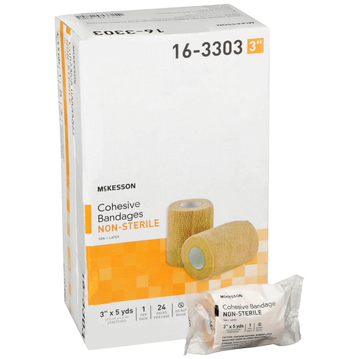 Cohesive Bandage McKesson 3 Inch X 5 Yard Self-adherent Closure Tan NonSterile Standard Compression - BeHope