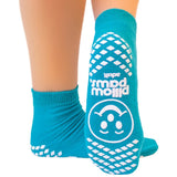 Slipper Socks Pillow Paws® Single Imprint Terries™ Unisex Adult One Size Fits Most Single Tread Single Patient Use Teal - BeHope