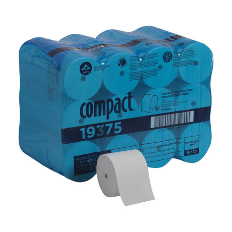 Toilet Tissue Compact® White 2-Ply Standard Size Coreless Roll 1000 Sheets 3-4/5 X 4-1/20 Inch - BeHope