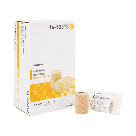 Cohesive Bandage McKesson 3 Inch X 5 Yard Self-Adherent Closure Tan NonSterile Standard Compression - BeHope