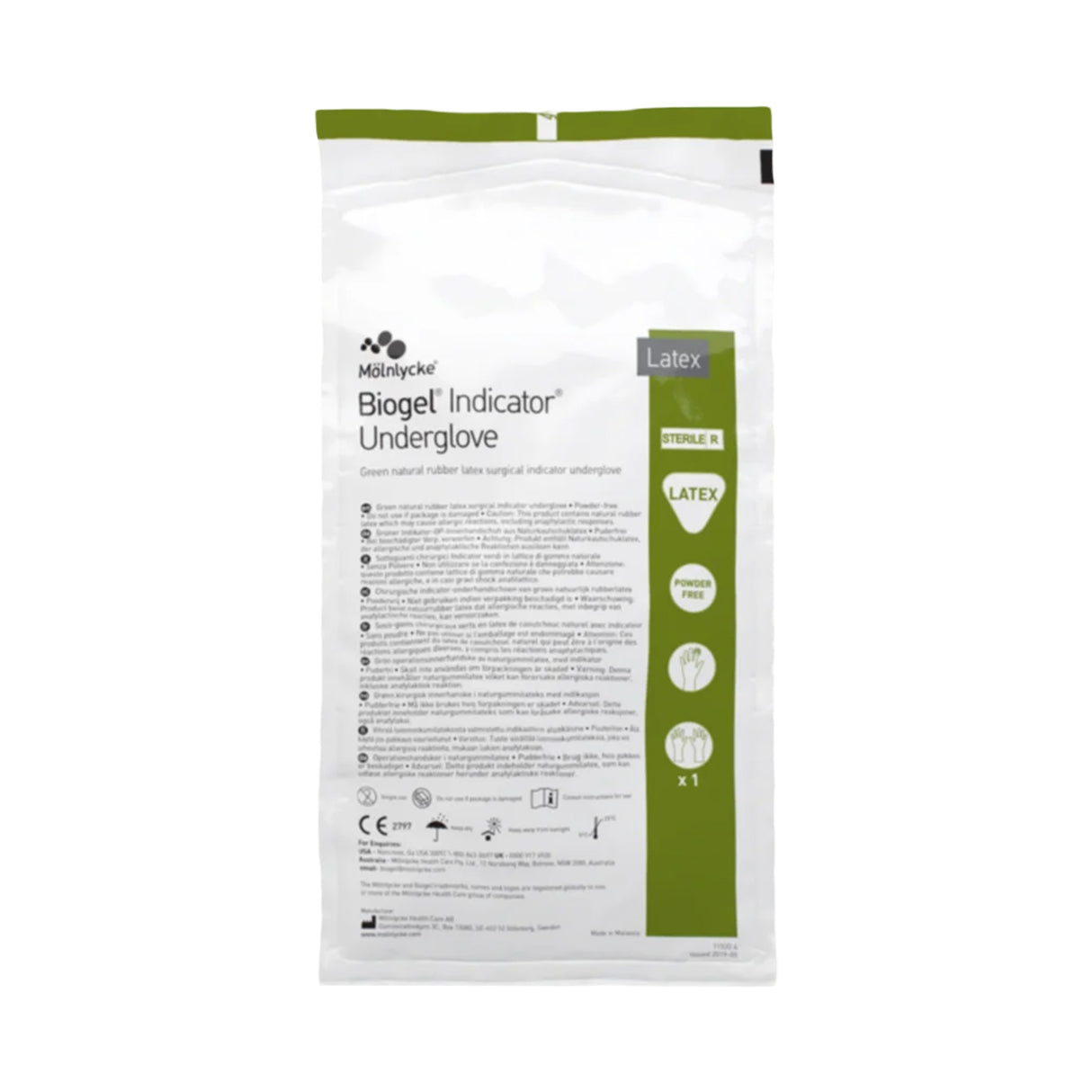 Surgical Underglove Biogel® Indicator™ Underglove Size 8.5 Sterile Latex Standard Cuff Length Smooth Green Not Chemo Approved - BeHope