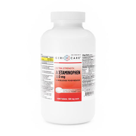 Pain Relief Geri-Care® 500 mg Strength Acetaminophen Tablet 1,000 per Bottle - BeHope