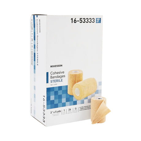Cohesive Bandage McKesson 3 Inch X 5 Yard Self-Adherent Closure Tan Sterile Standard Compression - BeHope