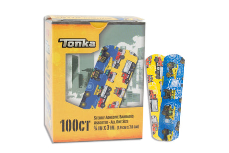 Adhesive Strip American® White Cross Stat Strip® 3/4 X 3 Inch Plastic Rectangle Kid Design (Tonka) Sterile - BeHope