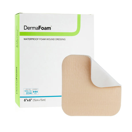 Foam Dressing DermaFoam® 6 X 6 Inch Without Border Waterproof Backing Nonadhesive Square Sterile - BeHope