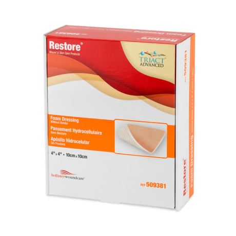 Foam Dressing Restore™ 4 X 4 Inch Without Border Film Backing Nonadhesive Square Sterile - BeHope