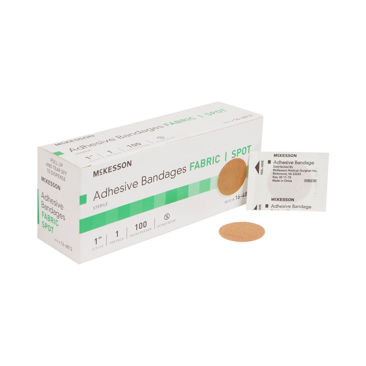 Adhesive Spot Bandage McKesson Fabric Tan 1 Inch Diameter Sterile - BeHope