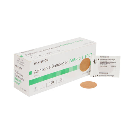 Adhesive Spot Bandage McKesson Fabric Tan 1 Inch Diameter Sterile - BeHope